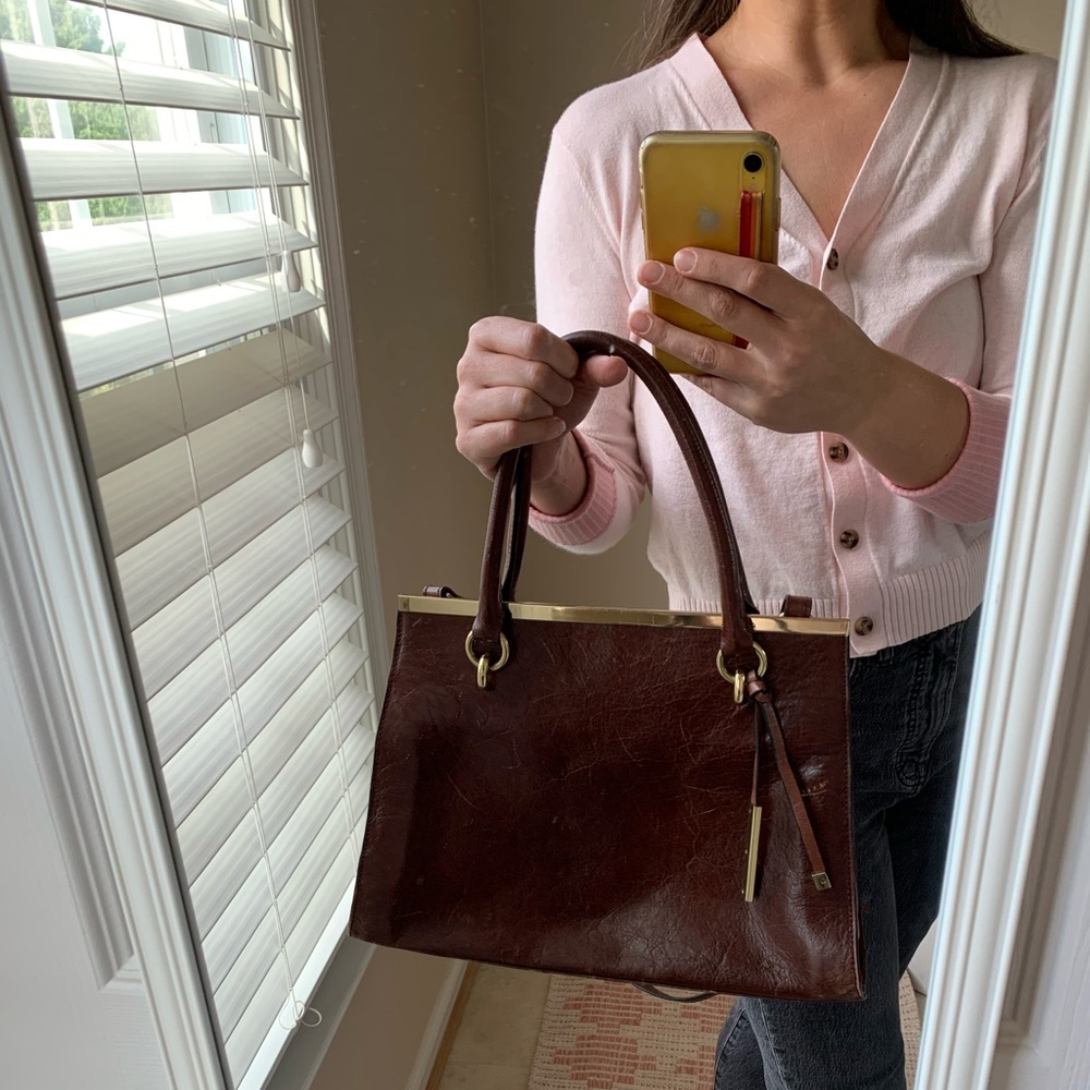 Wilson’s Leather Shoulder Bag with Gold Accents